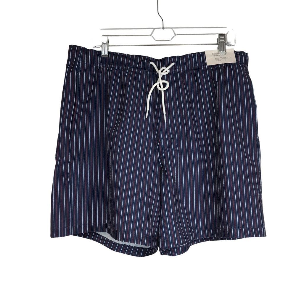 HOLLISTER - MEN'S XL - BLUE STRIPE VOLLEY SWIM TRUNKS SHORTS